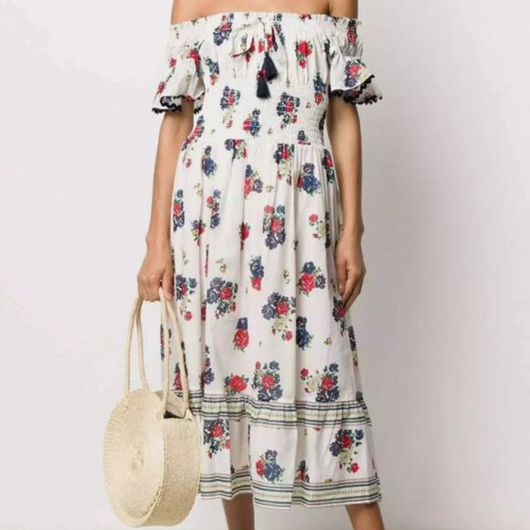 Tory Burch Meadow Folly Cotton Voile Floral Multi Midi Dress M $398 - Picture 10 of 10